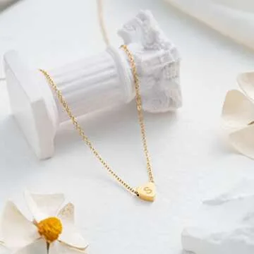 OSNIE Flower Girl Initial Necklace - 14K Gold Plated Gift