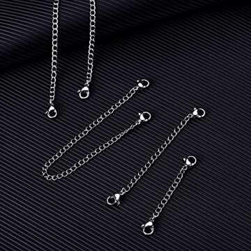 5Pcs Silver Stainless Steel Necklace Extenders for Custom Jewelry Adjustments