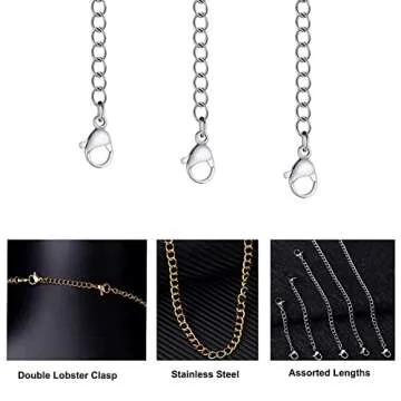 5Pcs Stainless Steel Necklace Extenders for Jewelry