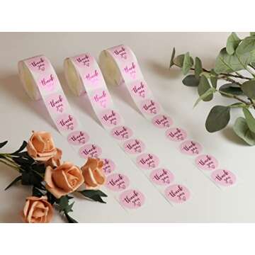 Elegant 1.5" Pink Thank You Stickers for Small Business
