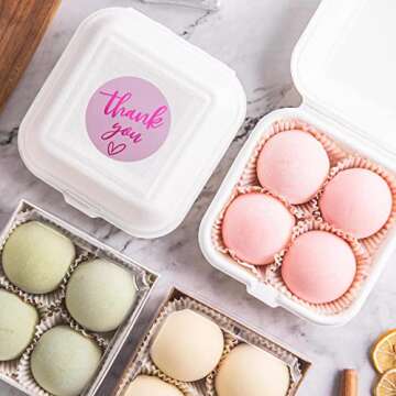 Elegant 1.5" Pink Thank You Stickers for Small Business