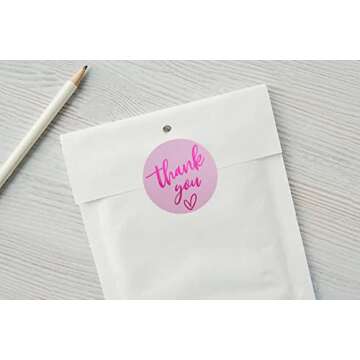Elegant 1.5" Pink Thank You Stickers for Small Business