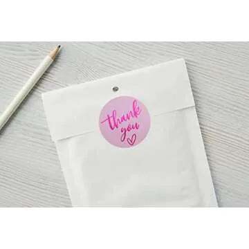 Elegant 1.5" Pink Thank You Stickers for Small Business