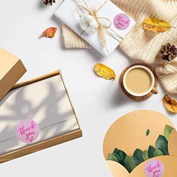 Elegant 1.5" Pink Thank You Stickers for Small Business