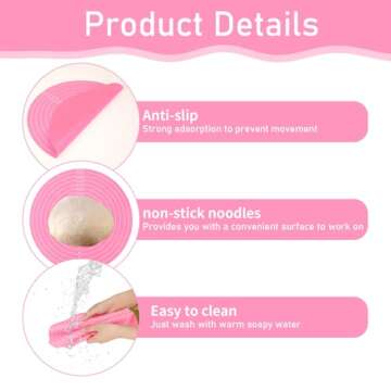 Silicone Baking Mat Cake Mat Round Silicone Baking Mat with Measurements for Cake Turntable Stand Pastry Baking Sheet, Non-Stick and Heat Resistant (Pink)