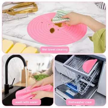 Silicone Baking Mat Cake Mat Round Silicone Baking Mat with Measurements for Cake Turntable Stand Pastry Baking Sheet, Non-Stick and Heat Resistant (Pink)