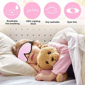 2 Pieces 3D Sleep Mask for Kids Memory Foam Contoured Eye Mask, Travel Sleep Mask Cover with Adjustable Strap, 3D Blindfolds (Pink and Grey)