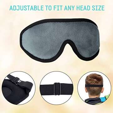 2 Pieces 3D Sleep Mask for Kids Memory Foam Contoured Eye Mask, Travel Sleep Mask Cover with Adjustable Strap, 3D Blindfolds (Pink and Grey)