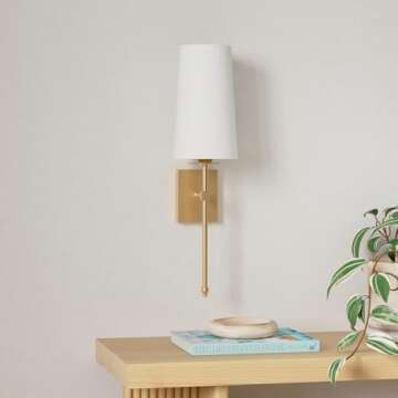 Slim Wall light Fixture Battery Operated Wall Sconce Set Of Two White Fabric Shade Wall Sconce with ...