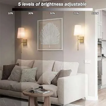 Slim Wall light Fixture Battery Operated Wall Sconce Set Of Two White Fabric Shade Wall Sconce with Remote Control, Indoor Not Hardwired Dimmable Battery Powered Wall Lamp For Bedroom, Bulb Included (