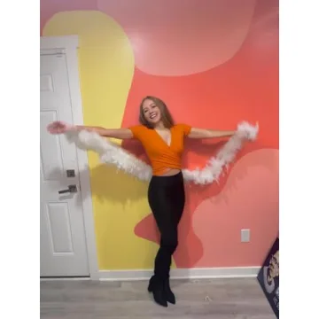 VETIOR Women's Deep V Neck Short Sleeve Crop Top in Orange