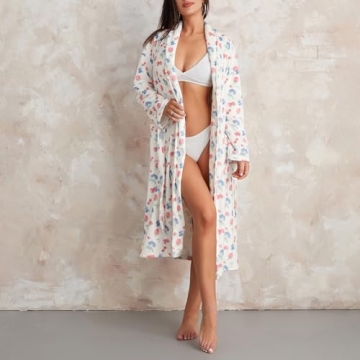 SOLILOQUY Women Christmas Fleece Robe Floral Print Warm