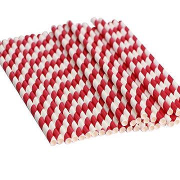 Webake 200 Red Striped Eco-Friendly Biodegradable Straws