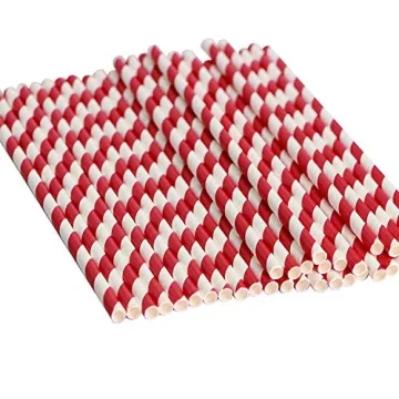 Webake 200 Red Striped Eco-Friendly Biodegradable Straws