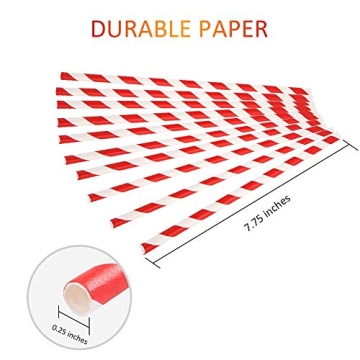 Webake 200 Red Striped Eco-Friendly Biodegradable Straws