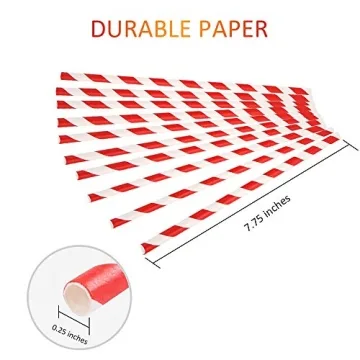 Webake 200 Red Striped Eco-Friendly Biodegradable Straws