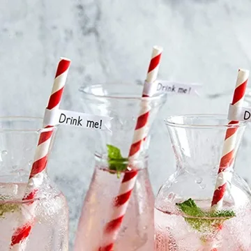 Webake 200 Red Striped Eco-Friendly Biodegradable Straws
