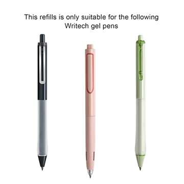 Writech Liquid Gel Pen Refills: Fine Point 0.5mm Black Ink Twin-Ball Nib Refill Multi-Compatible with Retractable Click Pens Quick Dry Smooth No Smear Smudge for Writing Sketching & Taking Notes 8ct