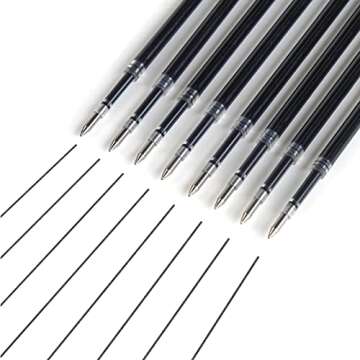 Writech Liquid Gel Pen Refills: Fine Point 0.5mm Black Ink Twin-Ball Nib Refill Multi-Compatible with Retractable Click Pens Quick Dry Smooth No Smear Smudge for Writing Sketching & Taking Notes 8ct