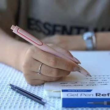 Writech Liquid Gel Pen Refills: Fine Point 0.5mm Black Ink Twin-Ball Nib Refill Multi-Compatible with Retractable Click Pens Quick Dry Smooth No Smear Smudge for Writing Sketching & Taking Notes 8ct