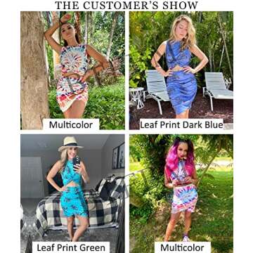 BTFBM Women 2025 Summer Sleeveless Casual Crewneck Bodycon Tank Dress Cutout Twist Slim Wrap Club Party Evening Dresses(Tie Dye Pink Blue, Large)