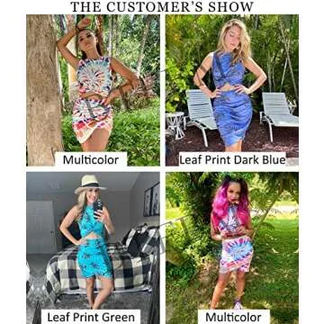 BTFBM Women 2025 Summer Sleeveless Casual Crewneck Bodycon Tank Dress Cutout Twist Slim Wrap Club Party Evening Dresses(Tie Dye Pink Blue, Large)