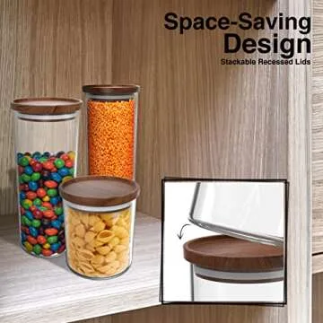 Essos Glass Pantry Jars with Wooden Lids for Stylish Storage