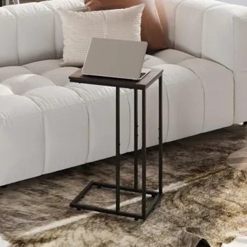WLIVE C Shaped Side Table for Couch and Bedside