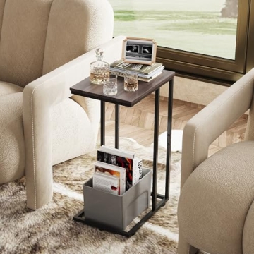 WLIVE C Shaped Side Table for Couch and Bedside