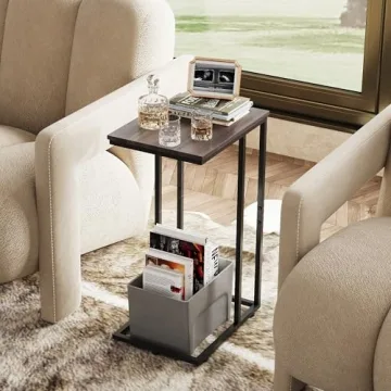 WLIVE C Shaped Side Table for Couch and Bedside