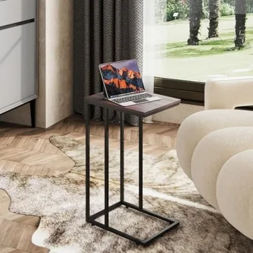 WLIVE C Shaped Side Table for Couch and Bedside