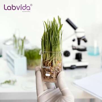 Labvida 12pcs 150ml Upgrated Thick Glass Beakers, Griffin Low Form Beaker Set with Double Scale, 3.3 Boro, LVA007