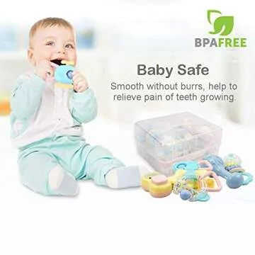WISHTIME 8-Piece Baby Rattle and Teether Set for Newborns