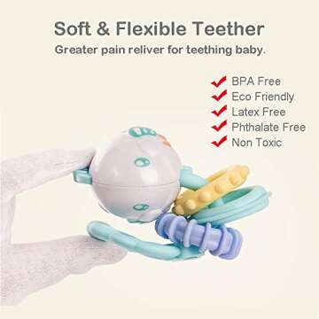 WISHTIME 8-Piece Baby Rattle and Teether Set for Newborns