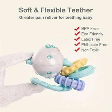 WISHTIME 8-Piece Baby Rattle and Teether Set for Newborns
