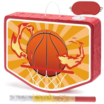 WERNNSAI Basketball Piñata - Basketball Party Supplies Piñata Bundle with Blindfold and Stick Spor...