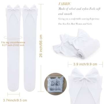 Satinior Knee High Socks with Bow – White & Black Stockings for Women