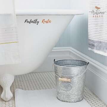 Autumn Alley Rustic Farmhouse Bathroom Trash Can - Country Style Galvanized Trash Can Bucket with Wo...