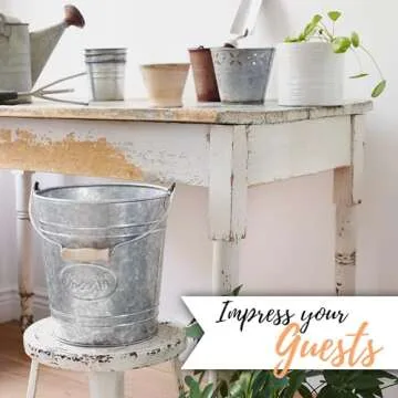 Autumn Alley Rustic Farmhouse Bathroom Trash Can - Country Style Galvanized Trash Can Bucket with Wooden Handle for Rustic Bathroom, Bedroom, Kitchen, Office, Vintage Metal Wastebasket