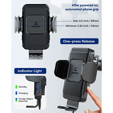ZeeHoo Fast Wireless Car Charger 15W Auto-Clamping Holder