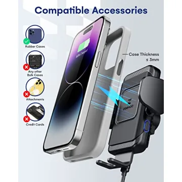 ZeeHoo Fast Wireless Car Charger 15W Auto-Clamping Holder