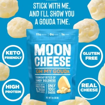 Moon Cheese Gouda Bits Crunchy Protein Snacks 3-Pack