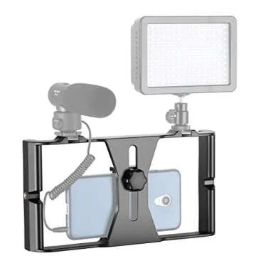 FocusFoto Smartphone Video Rig Camera Cage Mount Holder Stabilizer Handle Grip for 4~7 inch Mobile C...