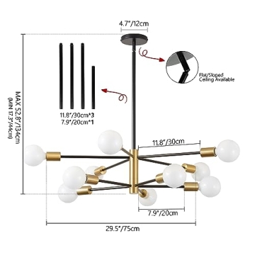 KAISITE Modern Sputnik Chandelier for Dining Room