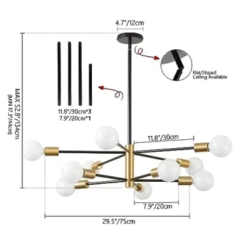 KAISITE Modern Sputnik Chandelier for Dining Room