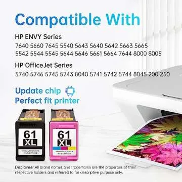LEMERO Ink 61 Remanufactured for HP Ink 61 Ink Cartridge Combo Pack for HP Envy 4500 5530 Officejet ...
