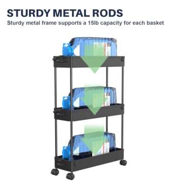 SPACELEAD 3 Tier Rolling Storage Cart with Wheels