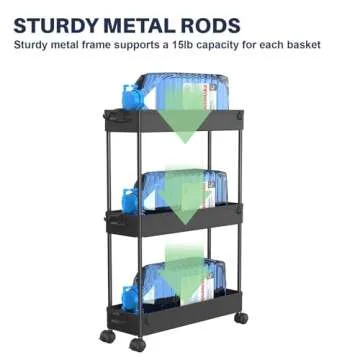 SPACELEAD 3 Tier Rolling Storage Cart with Wheels