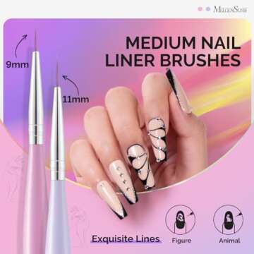 MelodySusie Nail Art Liner Brushes Set for Pro Nail Art