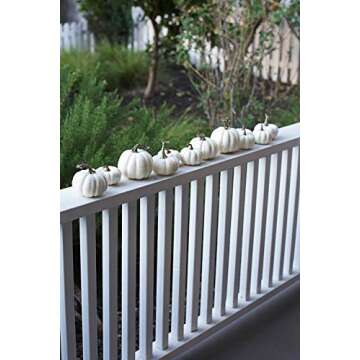 One Holiday Way 4.5-Inch Artificial White Pumpkins Wedding Decor Halloween Fall Table Decoration, 12 Piece Set - Autumn Harvest Rustic Country Farmhouse Decorative Tabletop Accents